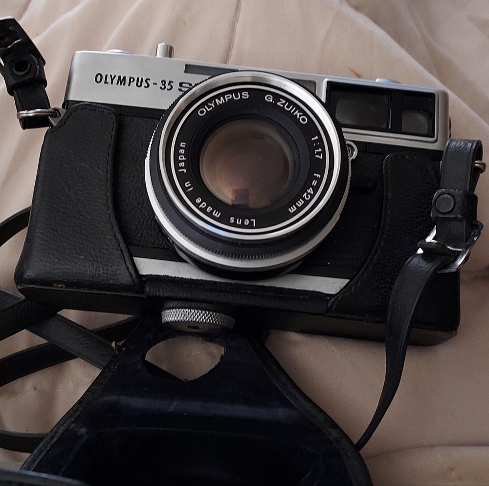 Vintage Olympus Black Camera with Case